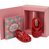 Baby Ruby Red Woven Jelly Sandals Mini Melissa