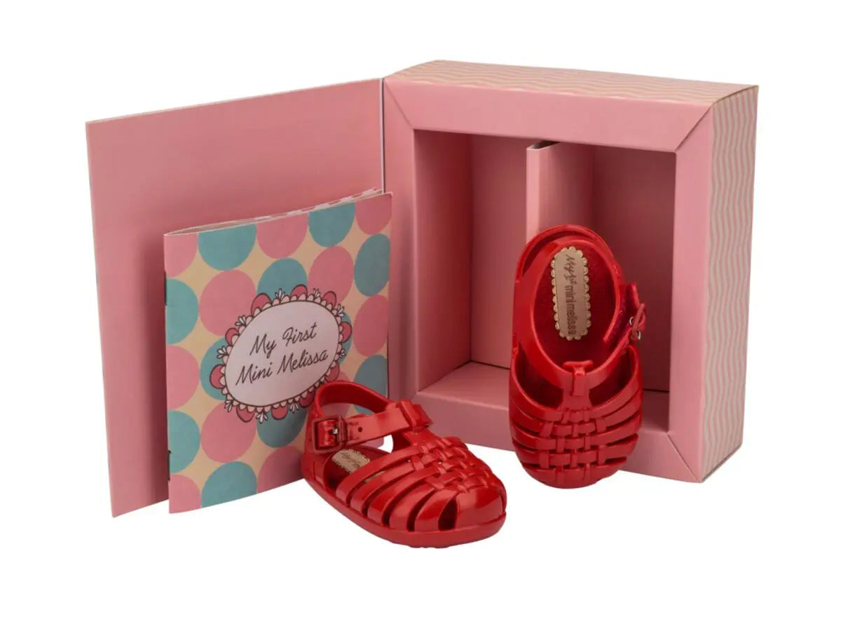 Baby Ruby Red Woven Jelly Sandals Mini Melissa