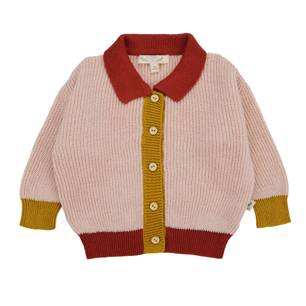 Baby Color Block Cardigan Red Caribou