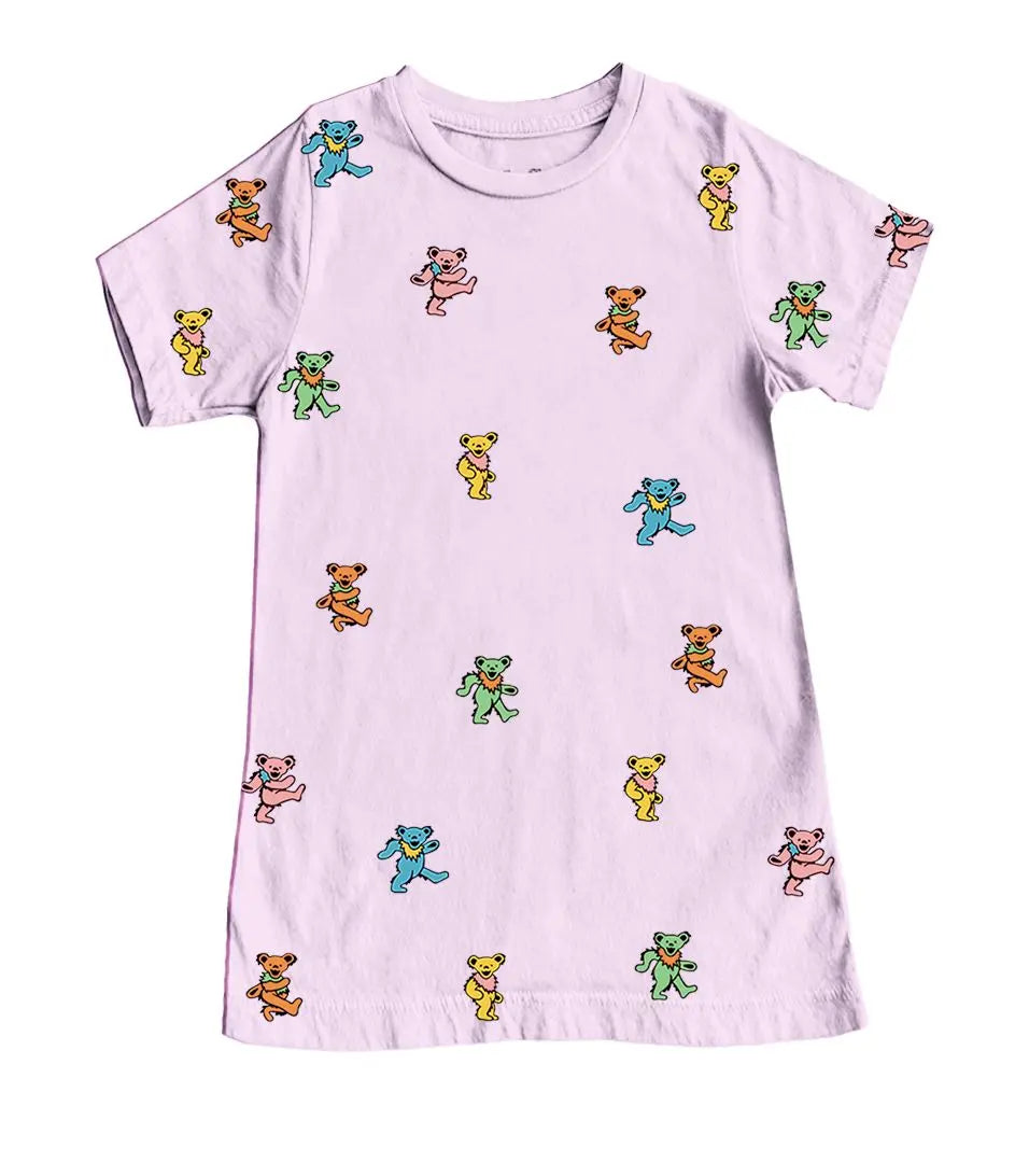 Toddler Grateful Dead Bears Shirt Dress, 100% Cotton Graphic Dress for Toddlers 2/3T