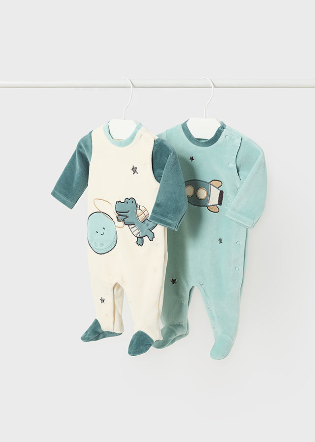 Baby Space Velour Onesie Set