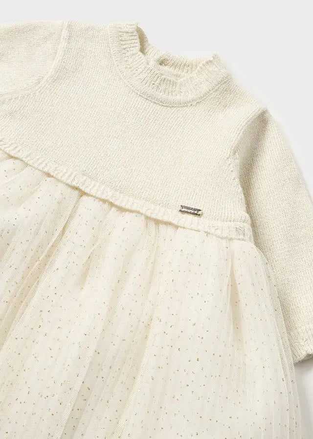 Baby Pleated Knit Tulle Dress mayoral
