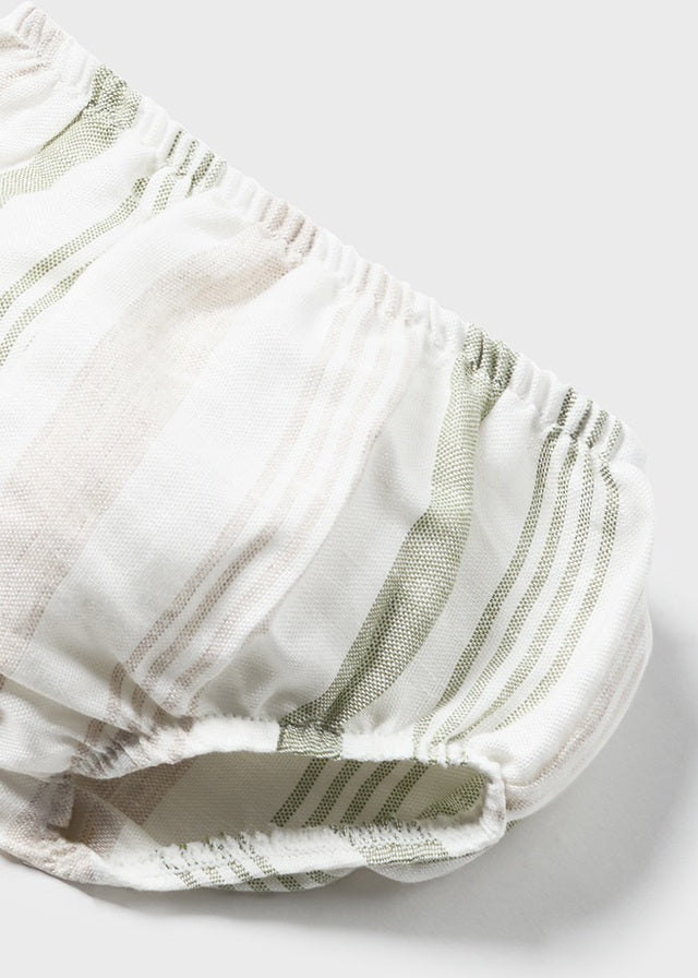 Baby Striped Linen Dress in Eucalyptus