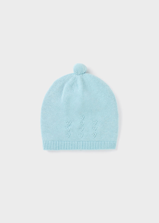 Baby Knit Cap in Glass Blue