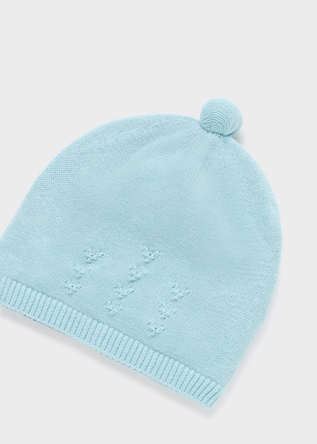 Baby Knit Cap in Glass Blue
