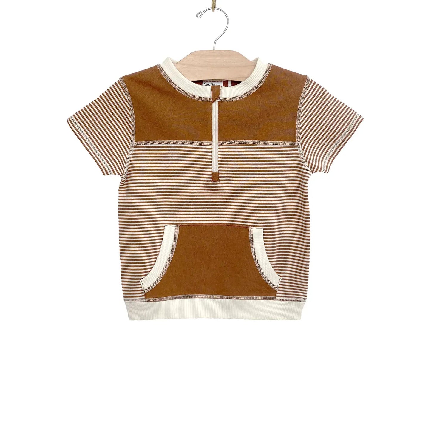 Toddler Half Zip Tee- Stripe Classic