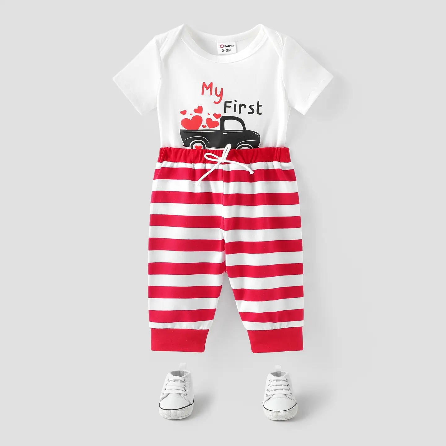 Baby 2pcs Romper,Stripe Pants Set/ Prewalker Shoes
