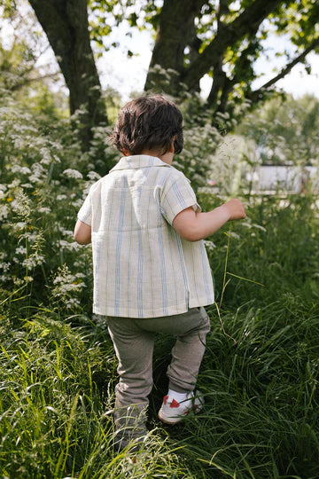 Baby Zinnia Strip Linen blouse