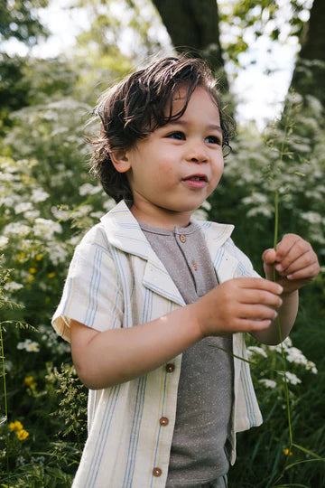 Baby Zinnia Strip Linen blouse