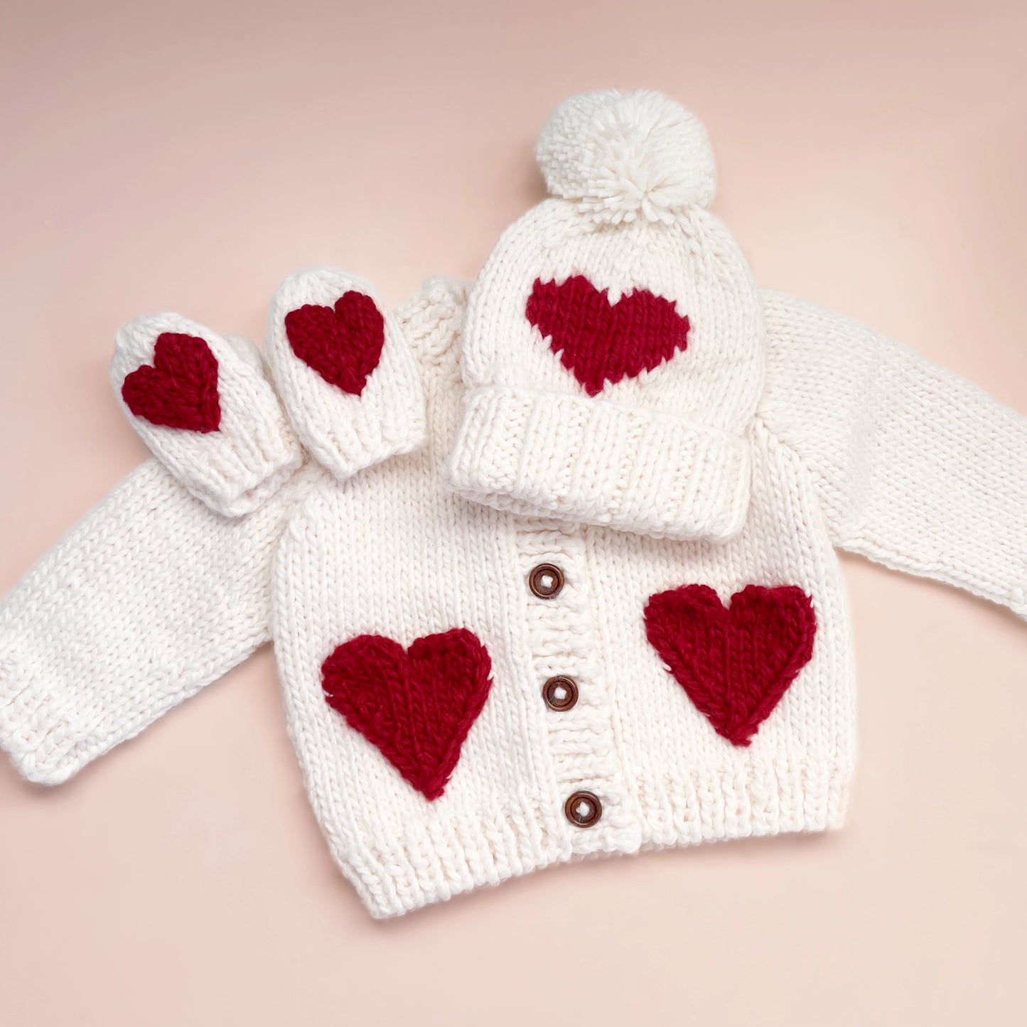 Baby Heart Mittens, Red