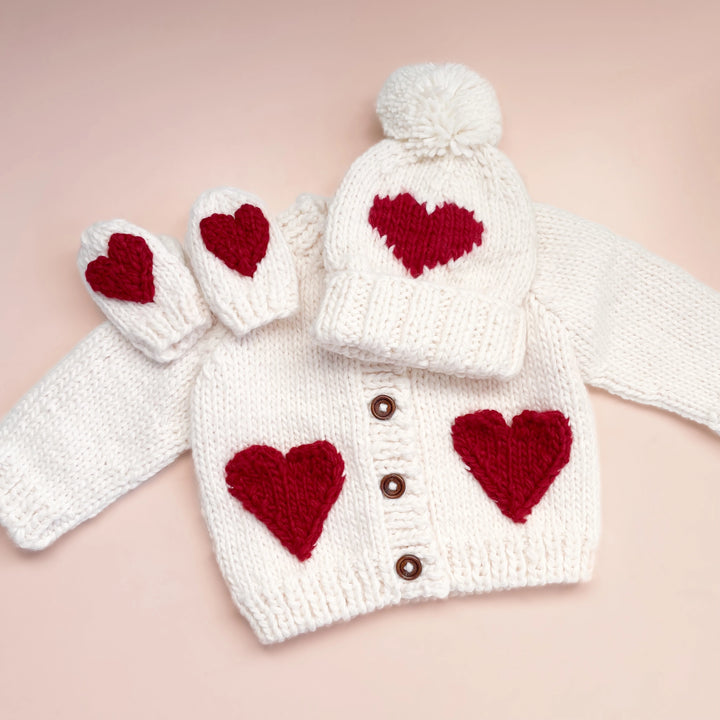 Heart Mittens, Red