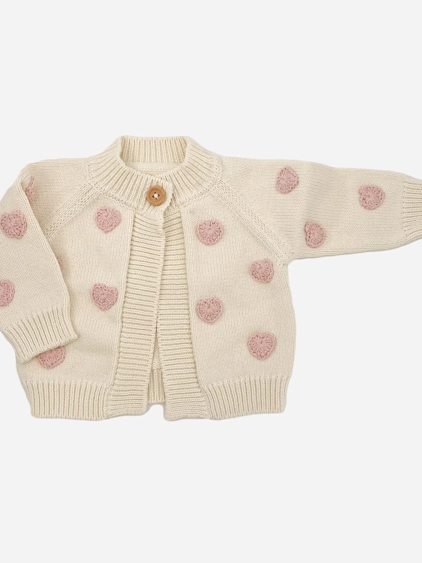 Baby Cotton Heart Cardigan, Blush