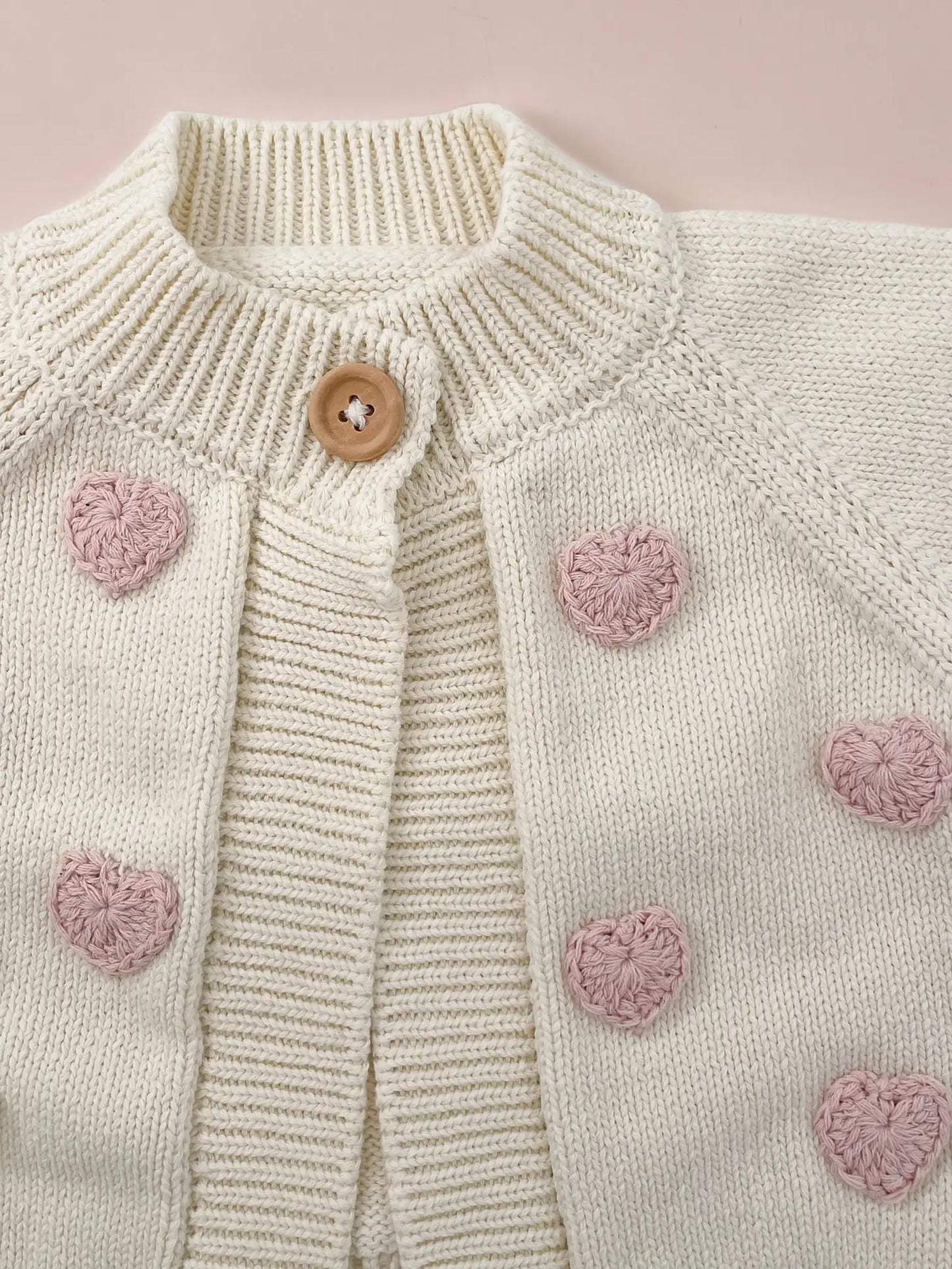 Baby Cotton Heart Cardigan, Blush