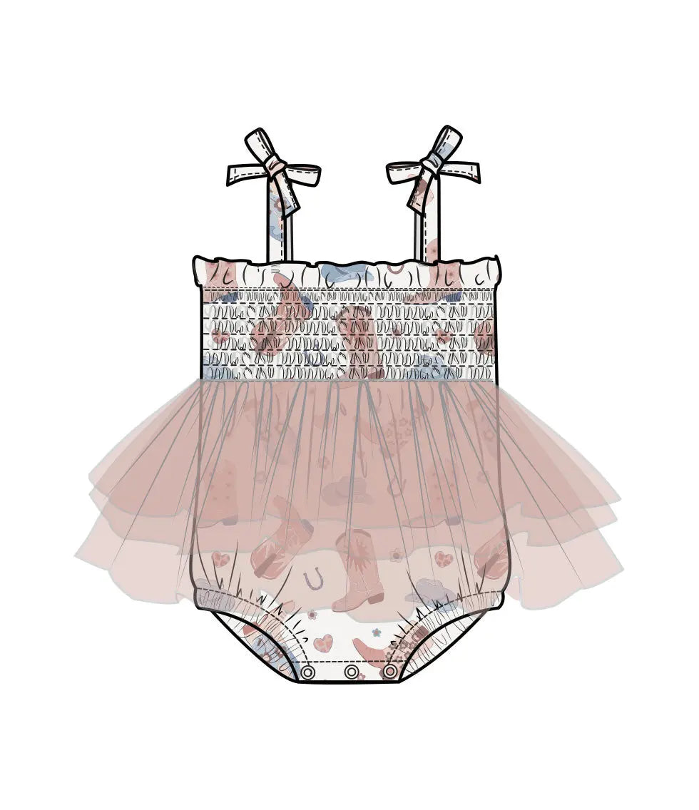 Baby Cowboy Boots Pink Tutu Bubble Angel Dear