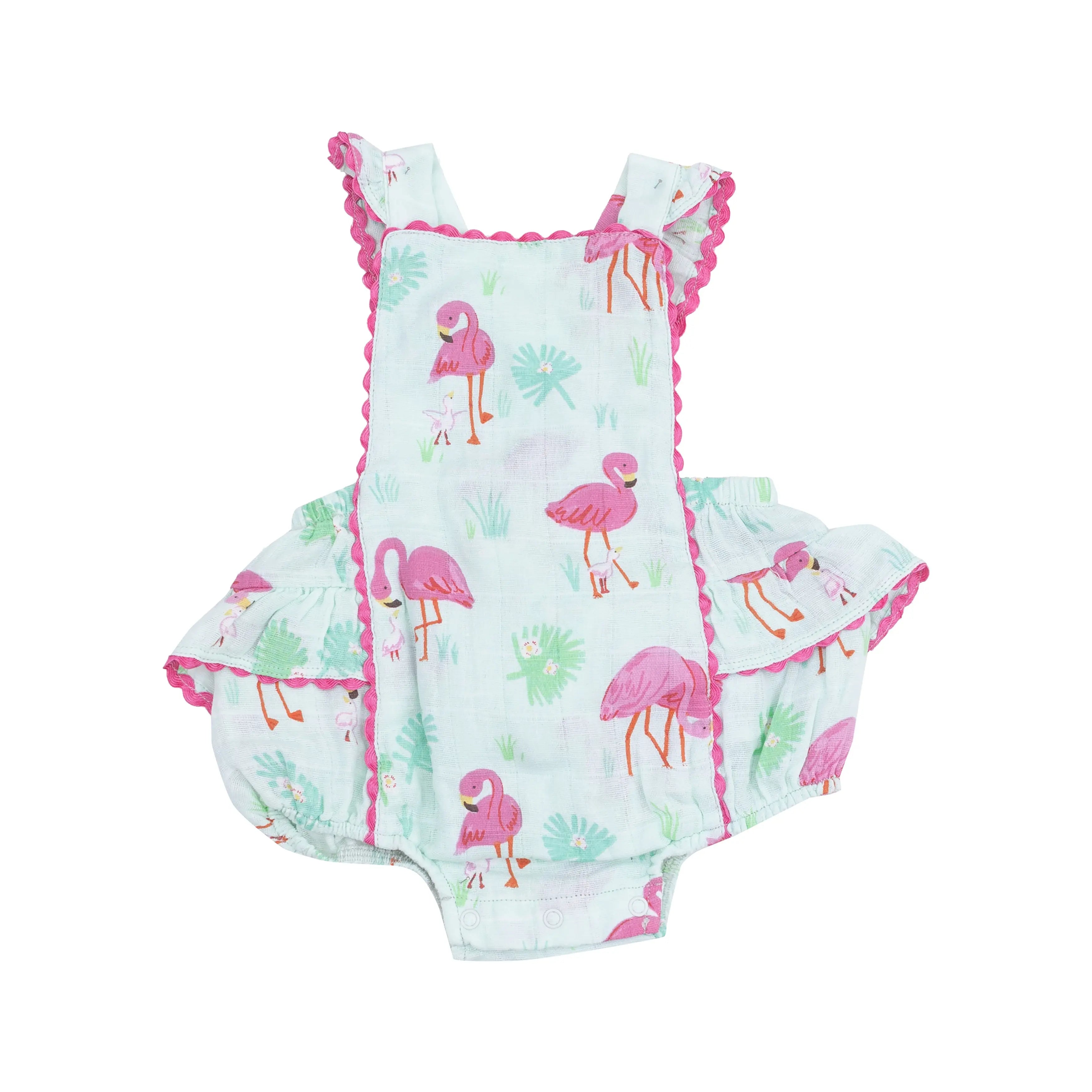 Baby Flamingos Ric-Rac Ruffle Sunsuit Angel Dear