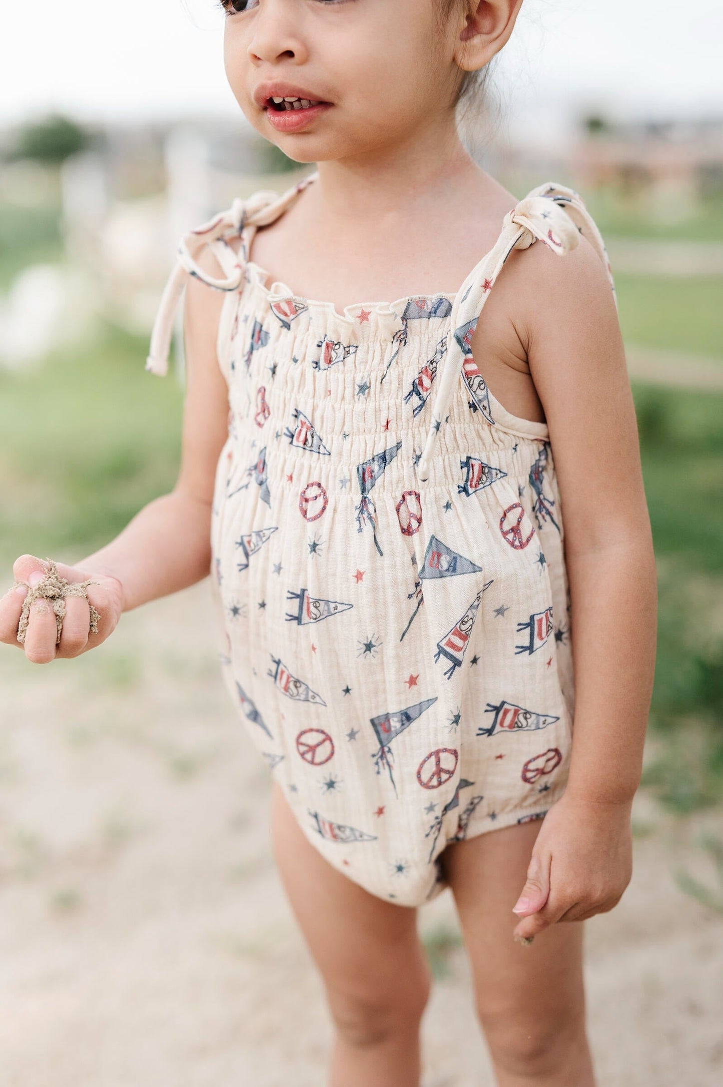 Baby Flag Tie-Smocked Bodysuit
