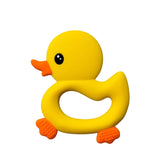 Quacky Comfort Duck Teether in Ducky Yellow three hearts modern
