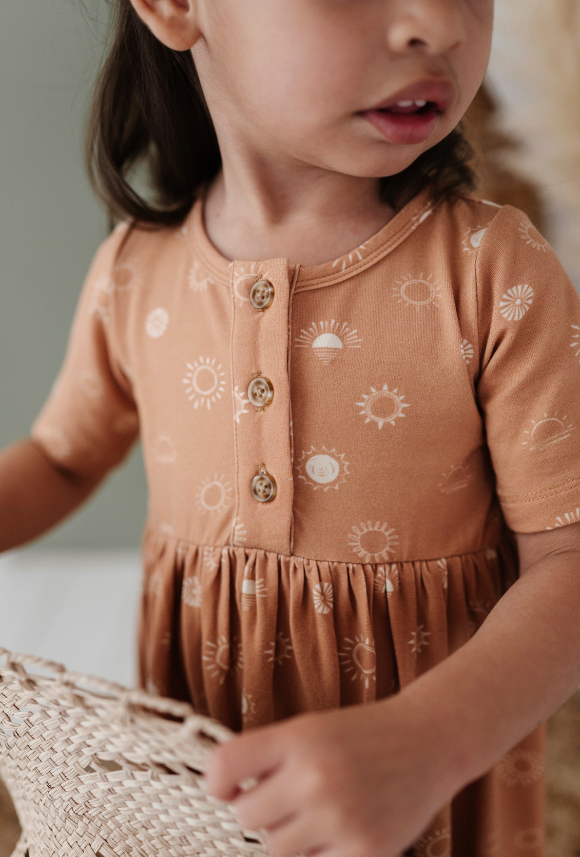 Kid Short Sleeve Henley dress in Sunshine