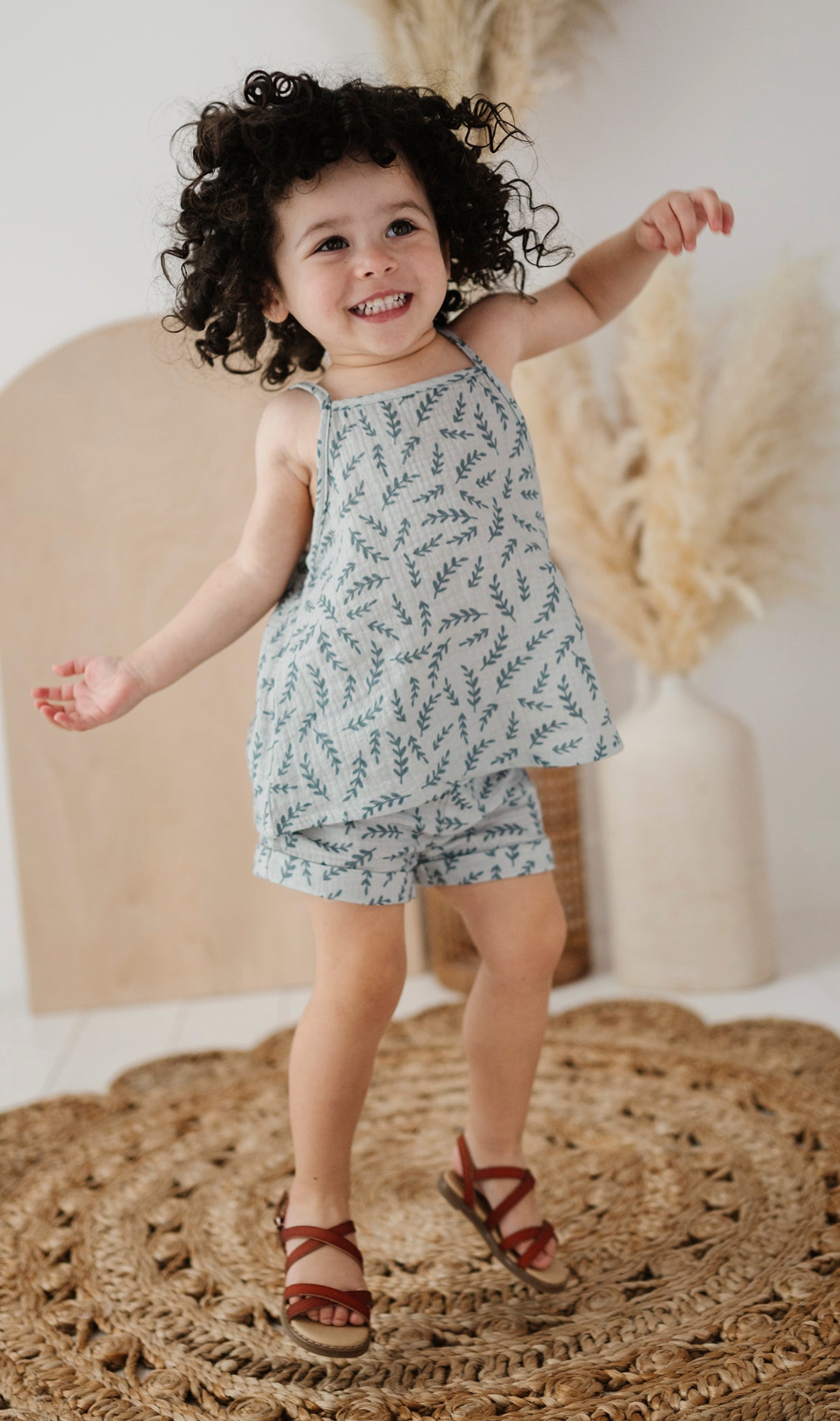 Kid Gauze Tank and Short Set in Herb Babysprouts
