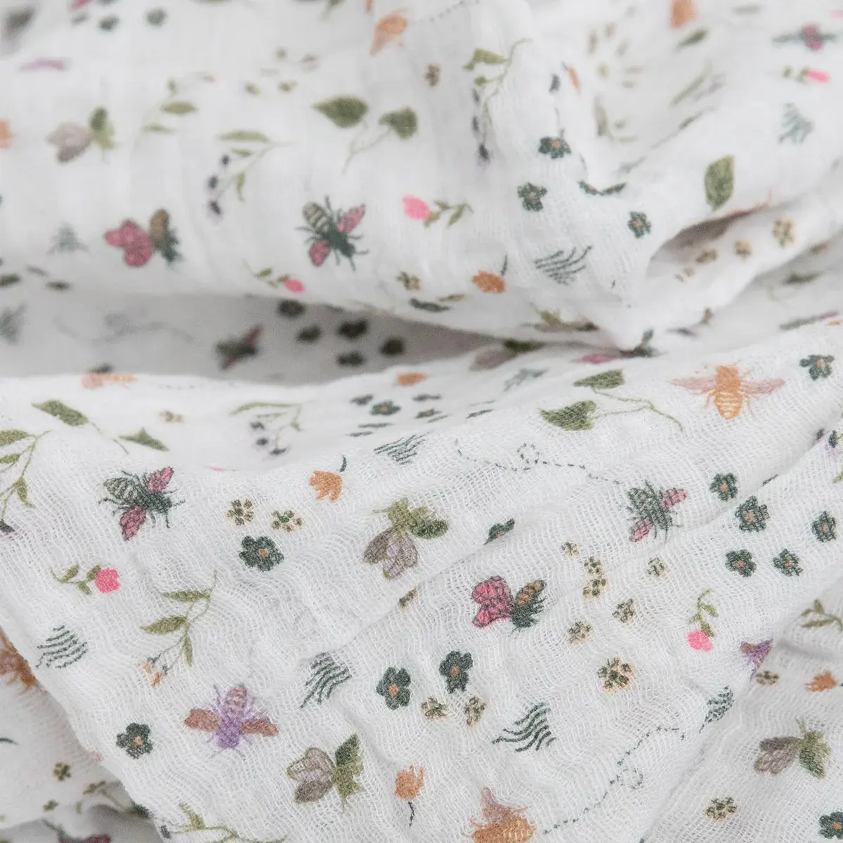 Cotton Muslin Swaddle Blanket - Garden Bees little unicorn