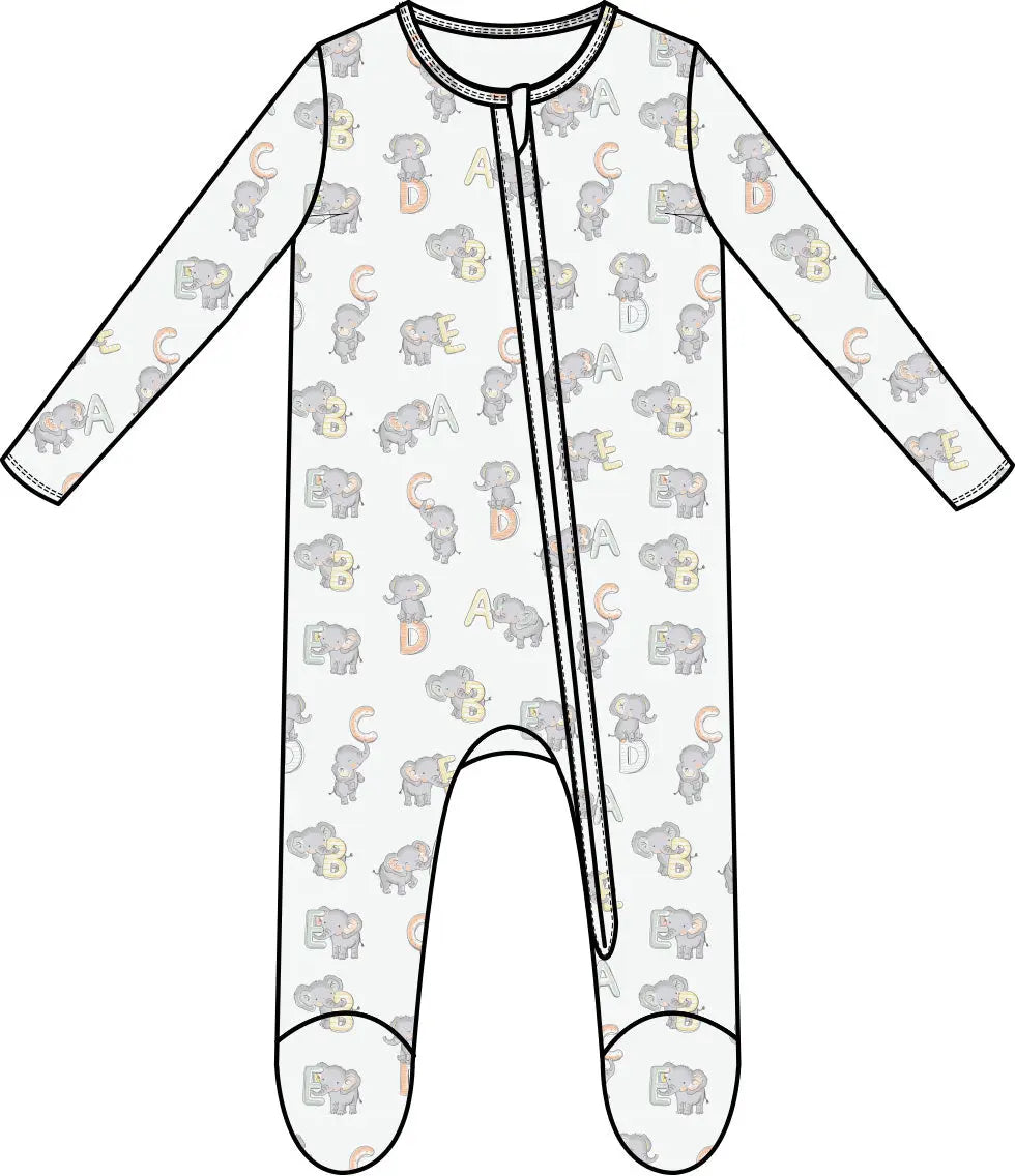 Baby Vintage Elephant ABC Footie Angel Dear