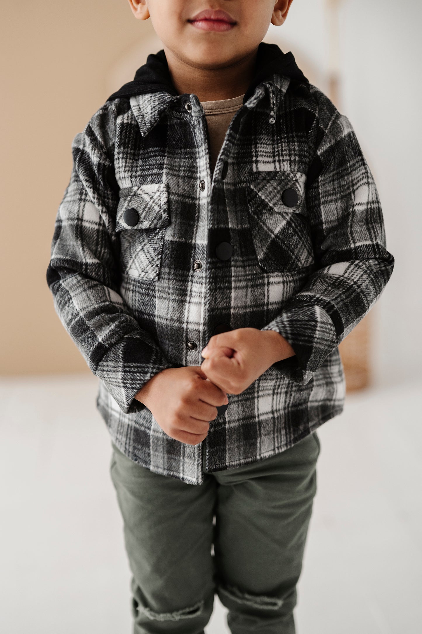 Kid Mocha Plaid Shacket