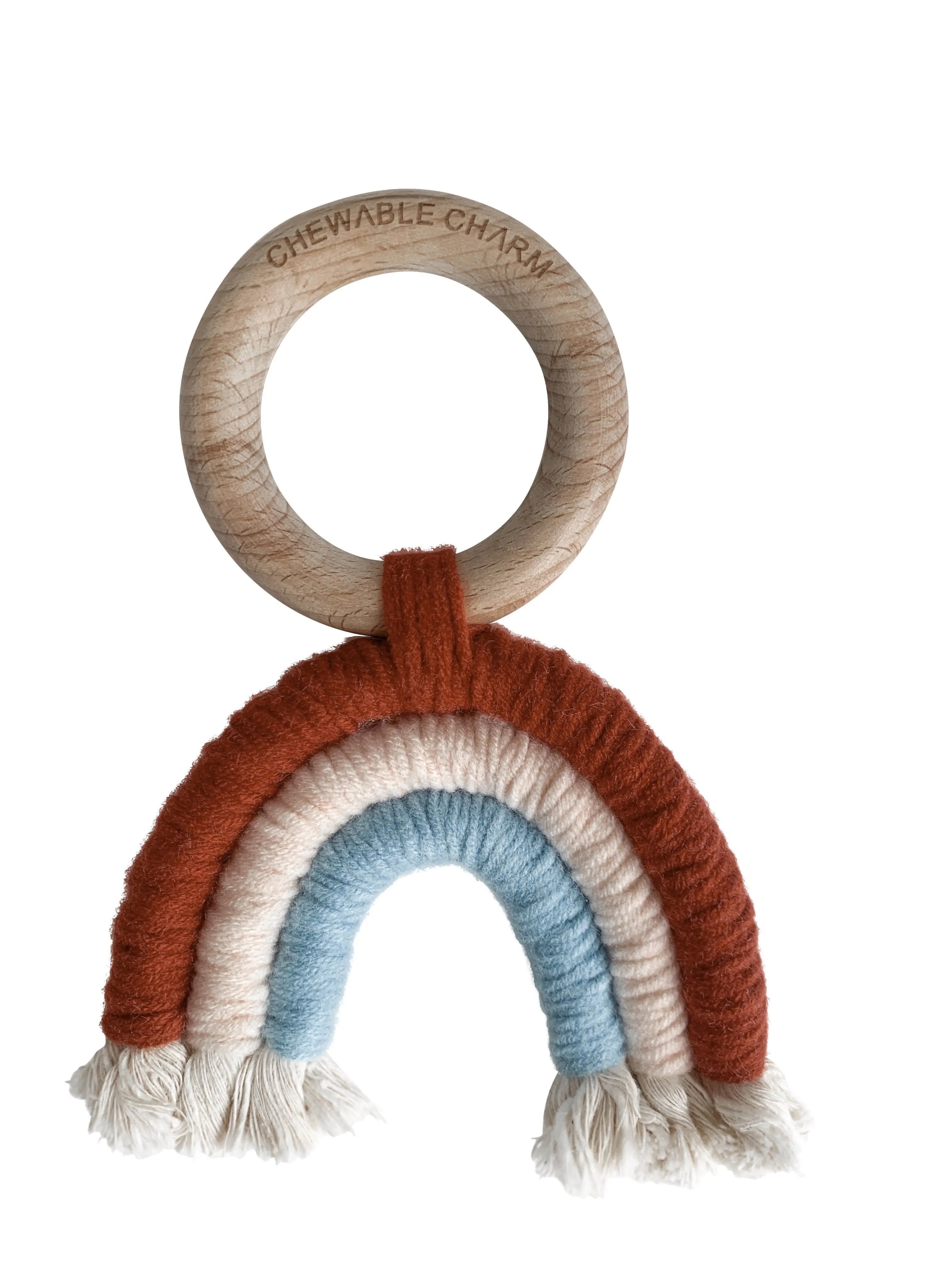 Macrame Rainbow - Brick + Blue Chewable Charms
