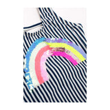 Toddler Navy Stripe Rainbow One Piece Swimsuit with Reversible Sequins Shade Critters