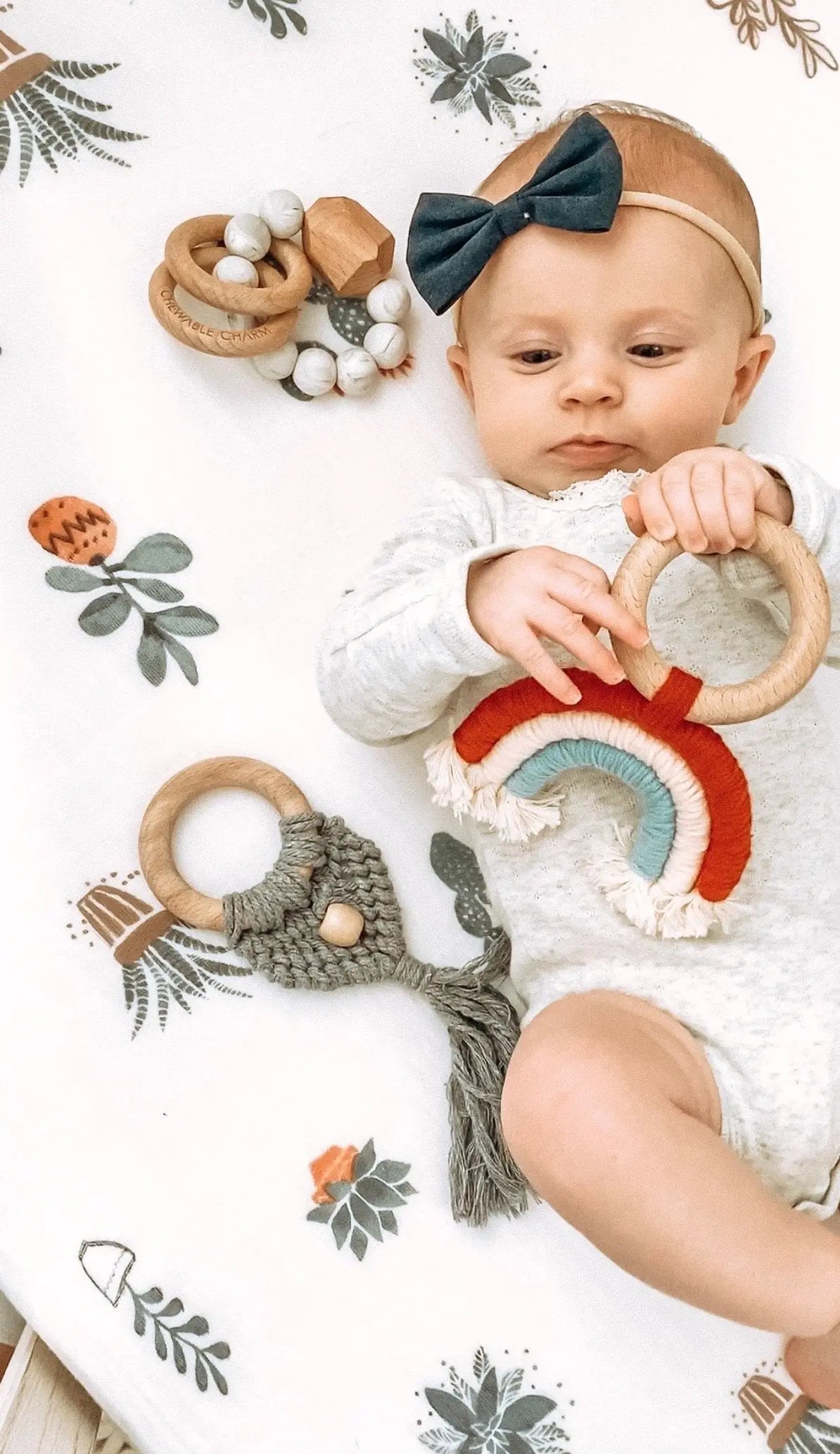 Macrame Rainbow - Brick + Blue Chewable Charms