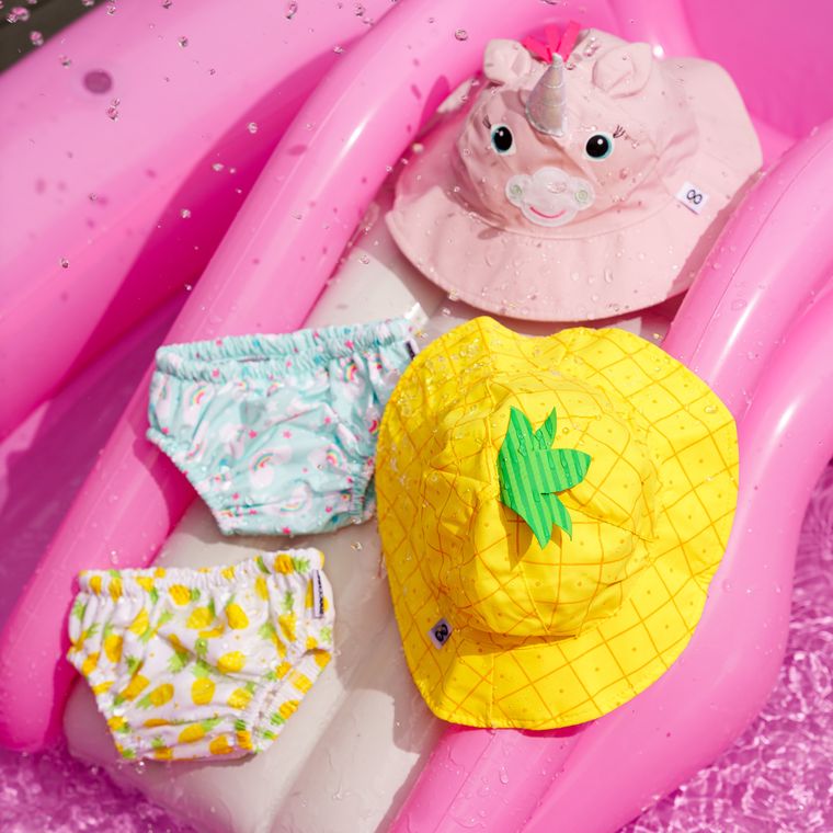 Toddler/Kids UPF50+ Swim Diaper/Sun Hat Set Alicorn Zoocchini