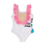 Toddler White Beachscape Fringe Back One Piece Swimsuit Shade Critters