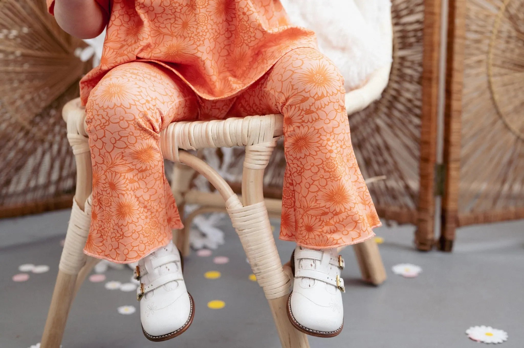 Kid Pink and Orange Printed Bell Bottoms Girls STRAWBERRY JAM
