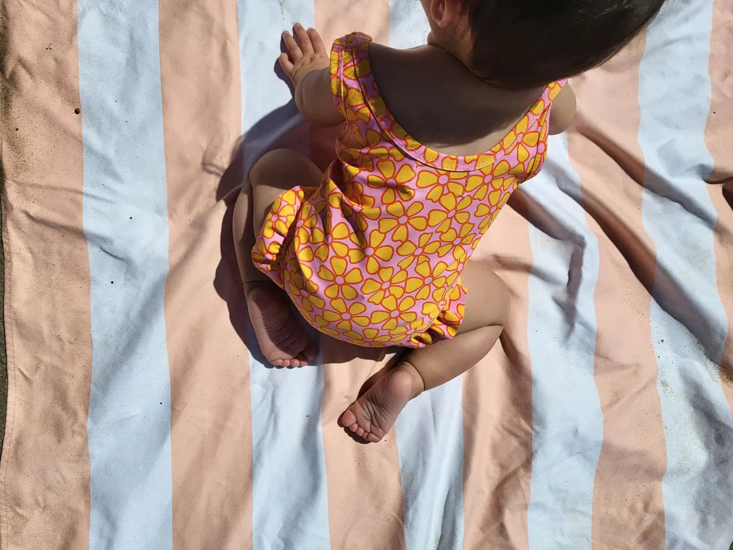 Baby Pink and Yellow Flower Power One Piece Swimsuit STRAWBERRY JAM