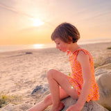 Kid Pink and Yellow Flower Power Two Piece Ruffle Swimsuit Set STRAWBERRY JAM