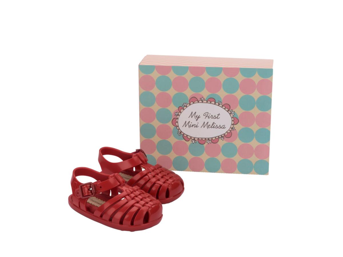 Baby Ruby Red Woven Jelly Sandals Mini Melissa