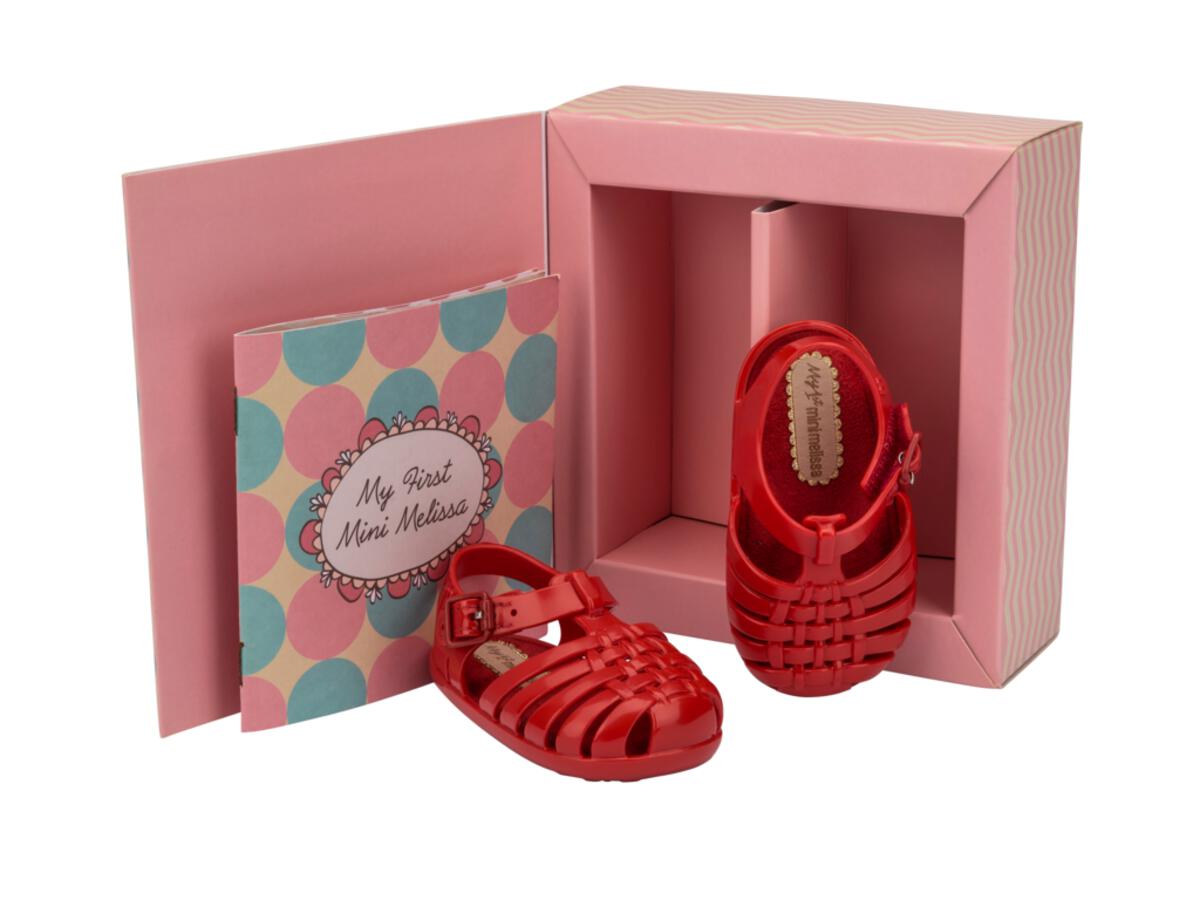 Baby Ruby Red Woven Jelly Sandals Mini Melissa