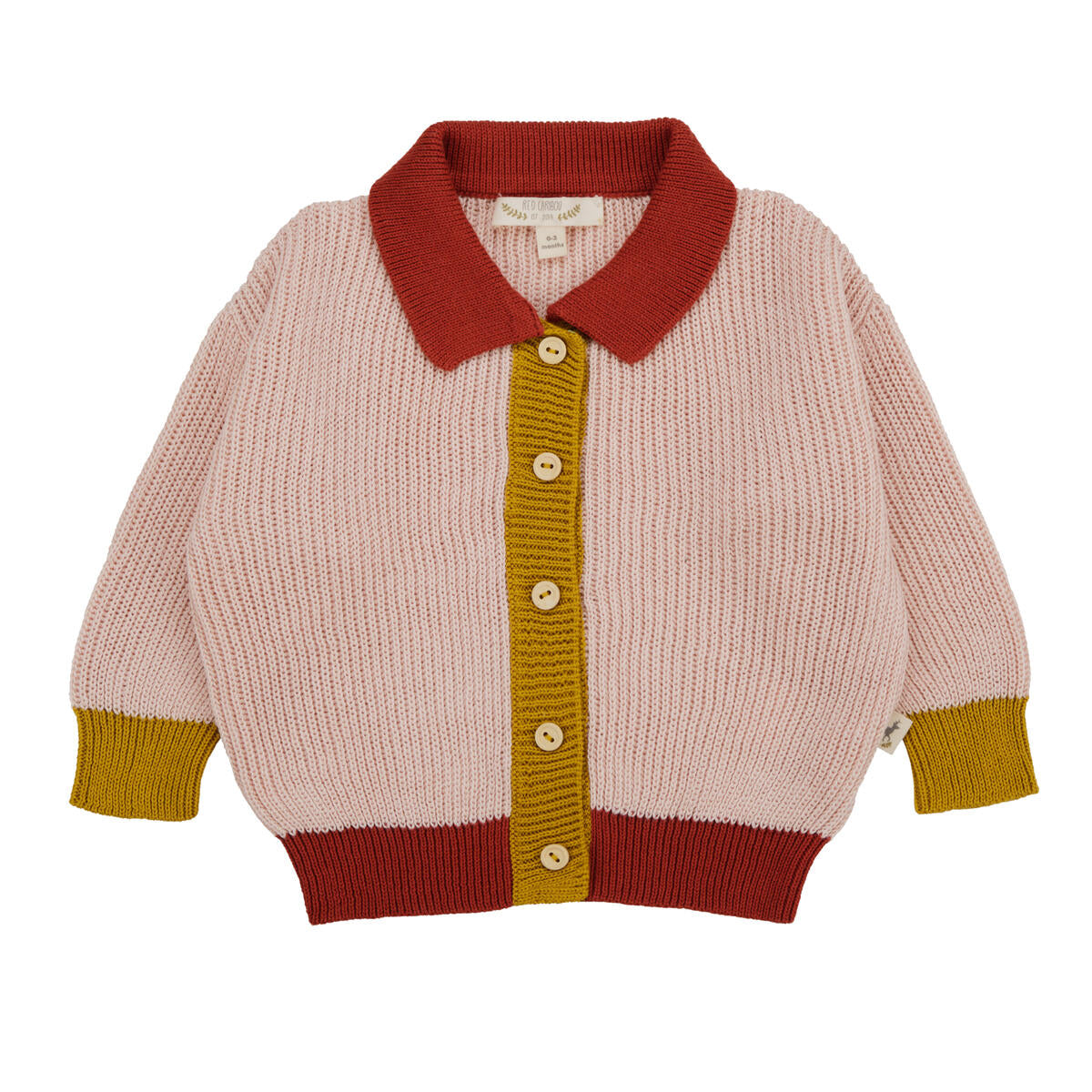 Baby Color Block Cardigan Red Caribou