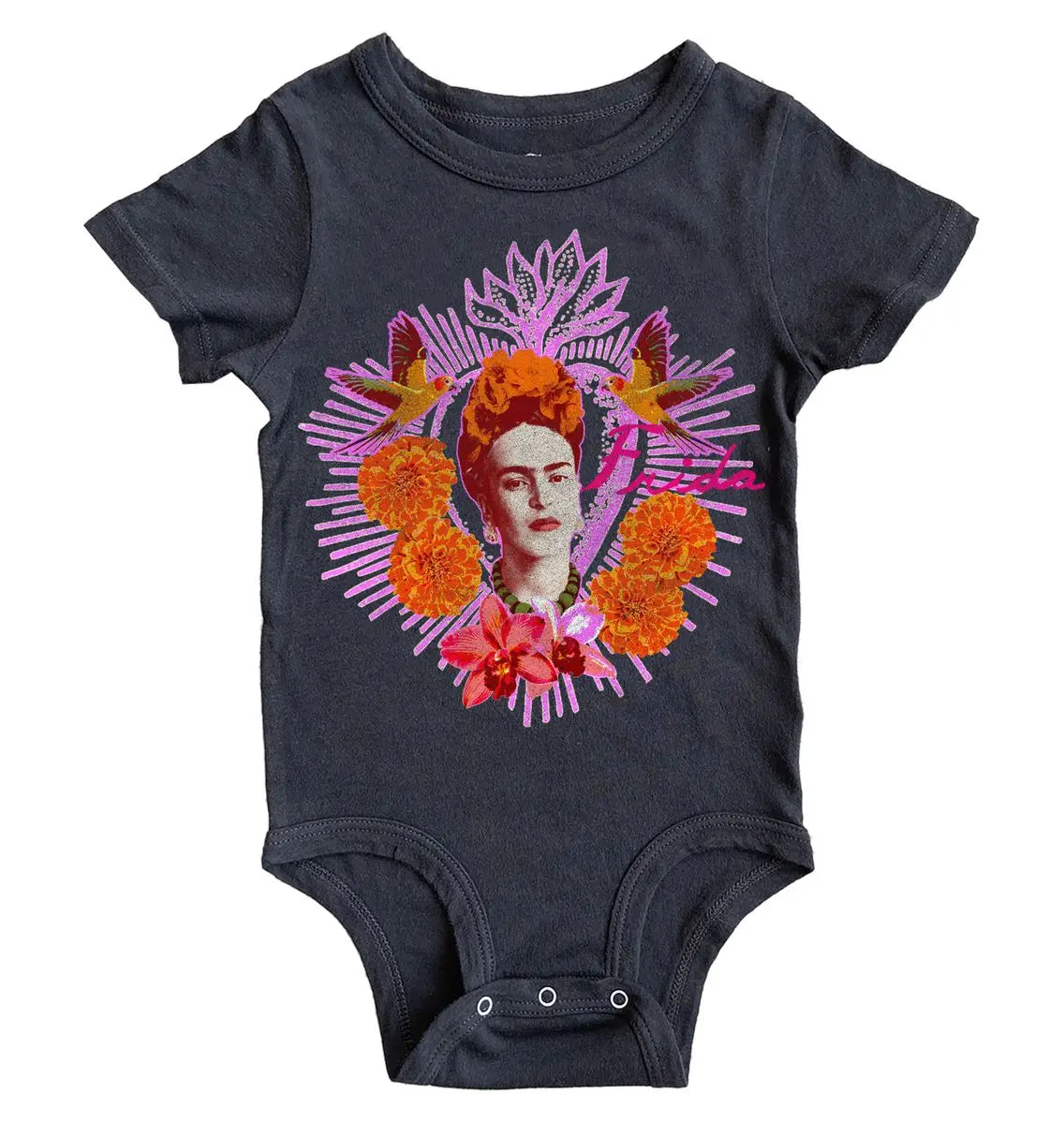 Baby Frida Marigold SS Onesie Black Rowdy Sprouts