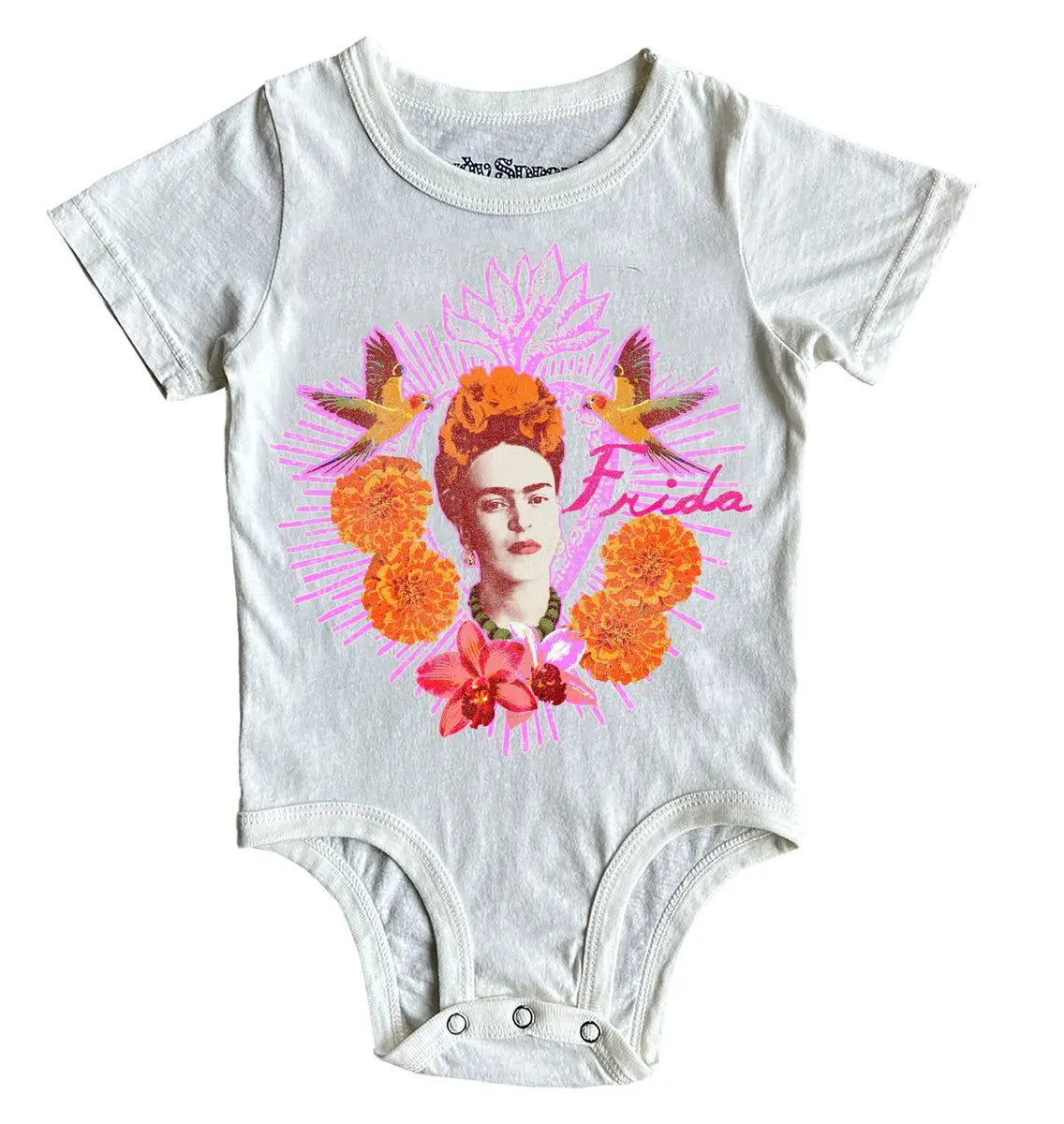 Baby Frida Marigold SS Onesie White Rowdy Sprouts