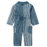 Baby Buddy Badge Denim Stripe Romper Goldie&Ace