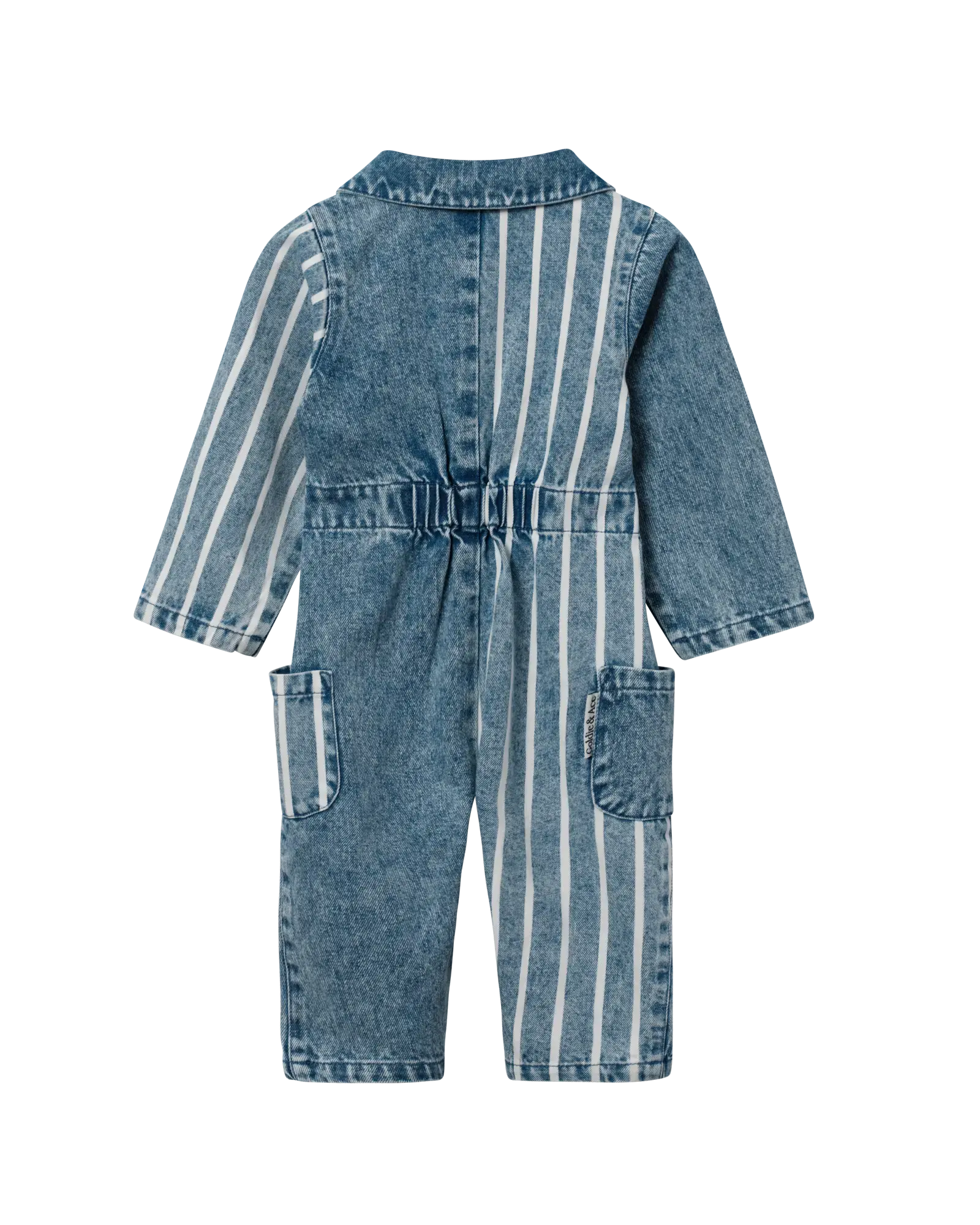 Baby Buddy Badge Denim Stripe Romper Goldie&Ace