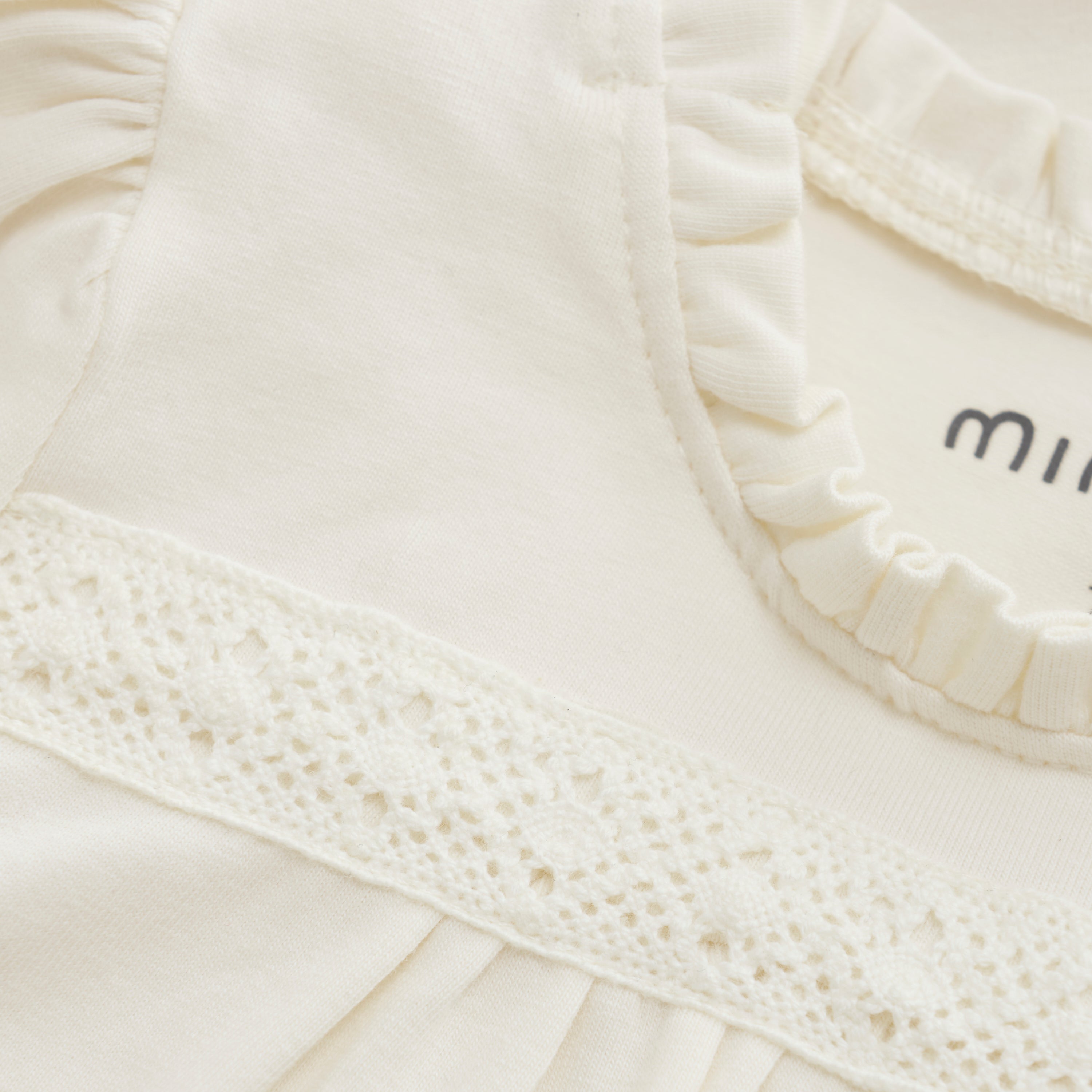 Cream Long Sleeve Bodysuit Minymo