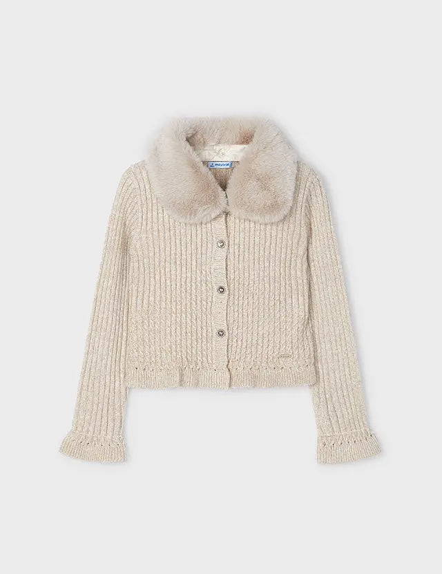 Toddler Winter Skies Fur Trimmed Cardigan mayoral