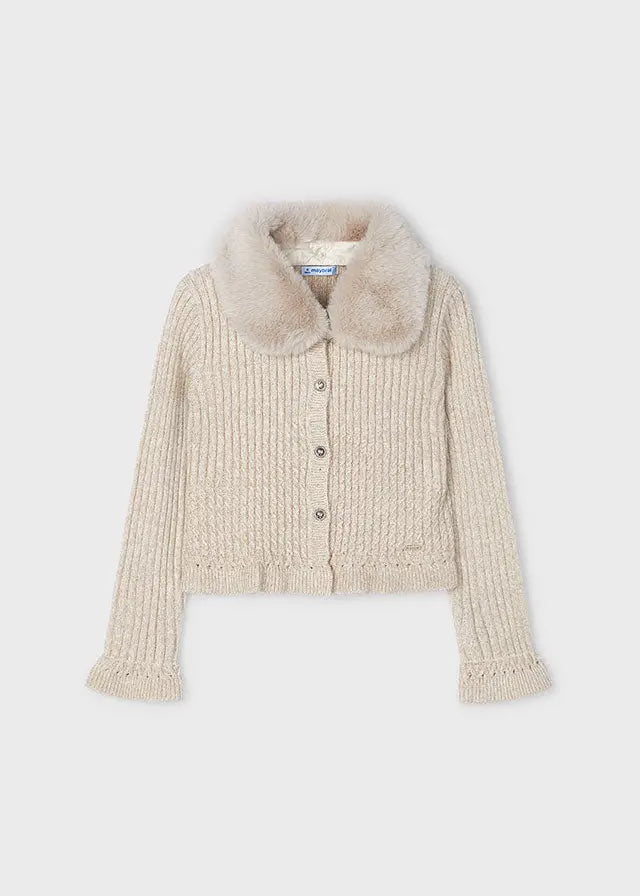 Toddler Winter Skies Fur Trimmed Cardigan mayoral