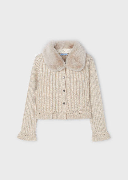 Winter Skies Fur Trimmed Cardigan