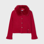 Toddler Cherry Fur Trimmed Cardigan mayoral