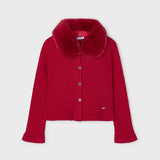 Toddler Cherry Fur Trimmed Cardigan mayoral