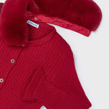 Toddler Cherry Fur Trimmed Cardigan mayoral