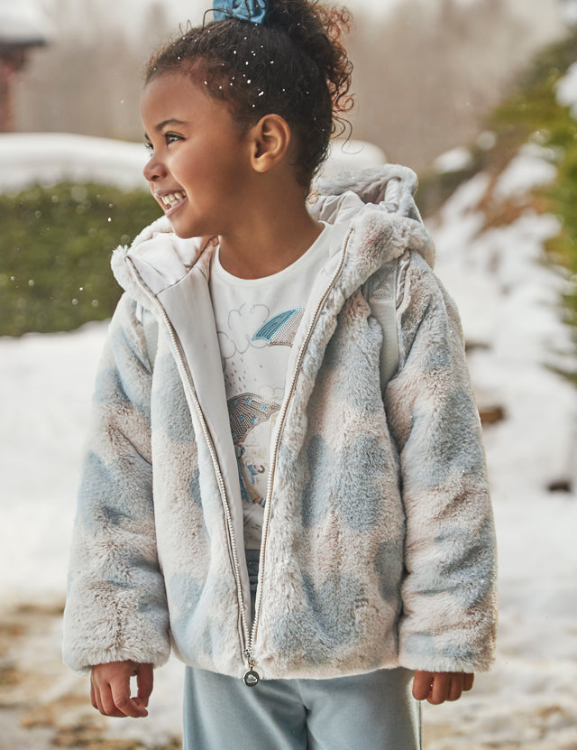 Toddler Snow is Falling Fur Coat mayoral