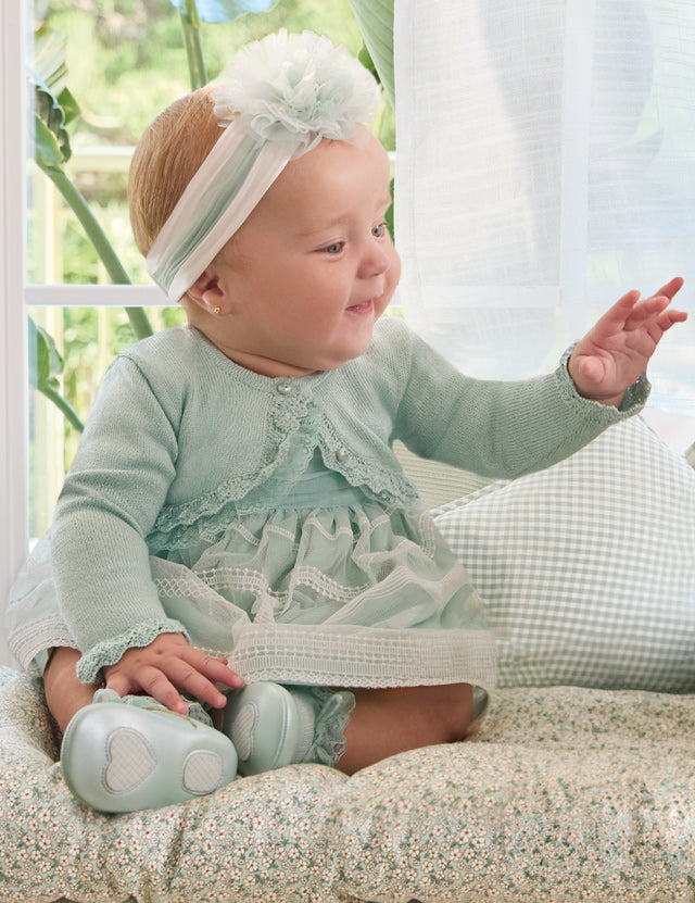 Baby Sunday Best Shrug in Jade mayoral